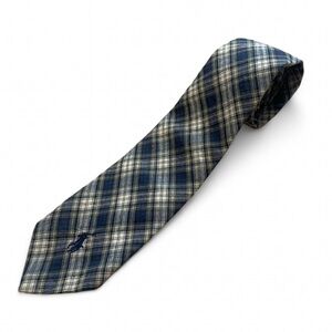 Vintage Polo Ralph Lauren Navy Blue, Yellow Plaid Handmade Cotton Tie Pony Logo